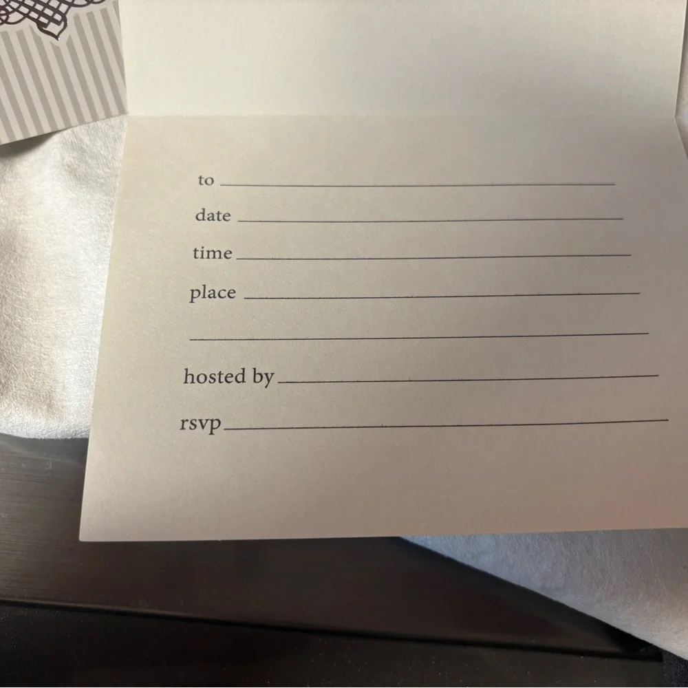 STRIPED GREY INVITATION SET - Picture 5 of 5